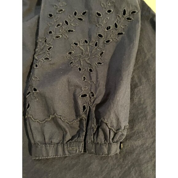 Navy Blue Spense Womens XL V-Neck Long Sleeve Top With Floral Embroidery Detail - Picture 9 of 9